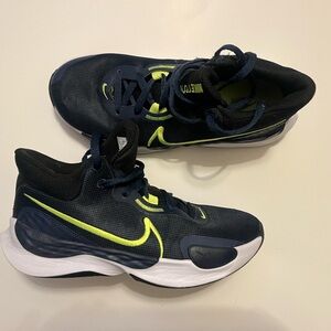 Nike Renew Navy and Neon Green Basketball Sneakers